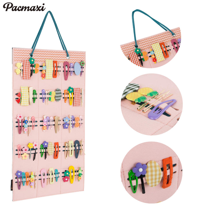 Baby Hair Clips Organizer, Hanging Baby Girls Hair Bows Organizer Storage, Hair Barrettes Accessory Display Holder for Babies Infant Toddlers Kids(Pink)