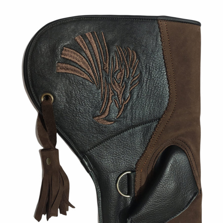 Point Double Layer Genuine Cow Hide Leather Falconry Gloves for Men – Bird Handling Pet Gloves Brown