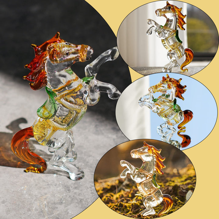 H&amp;D HYALINE &amp; DORA Crystal Standing Horse Figurine Collectible Glass Animal Statue Decoration Ornaments for Home Office Table
