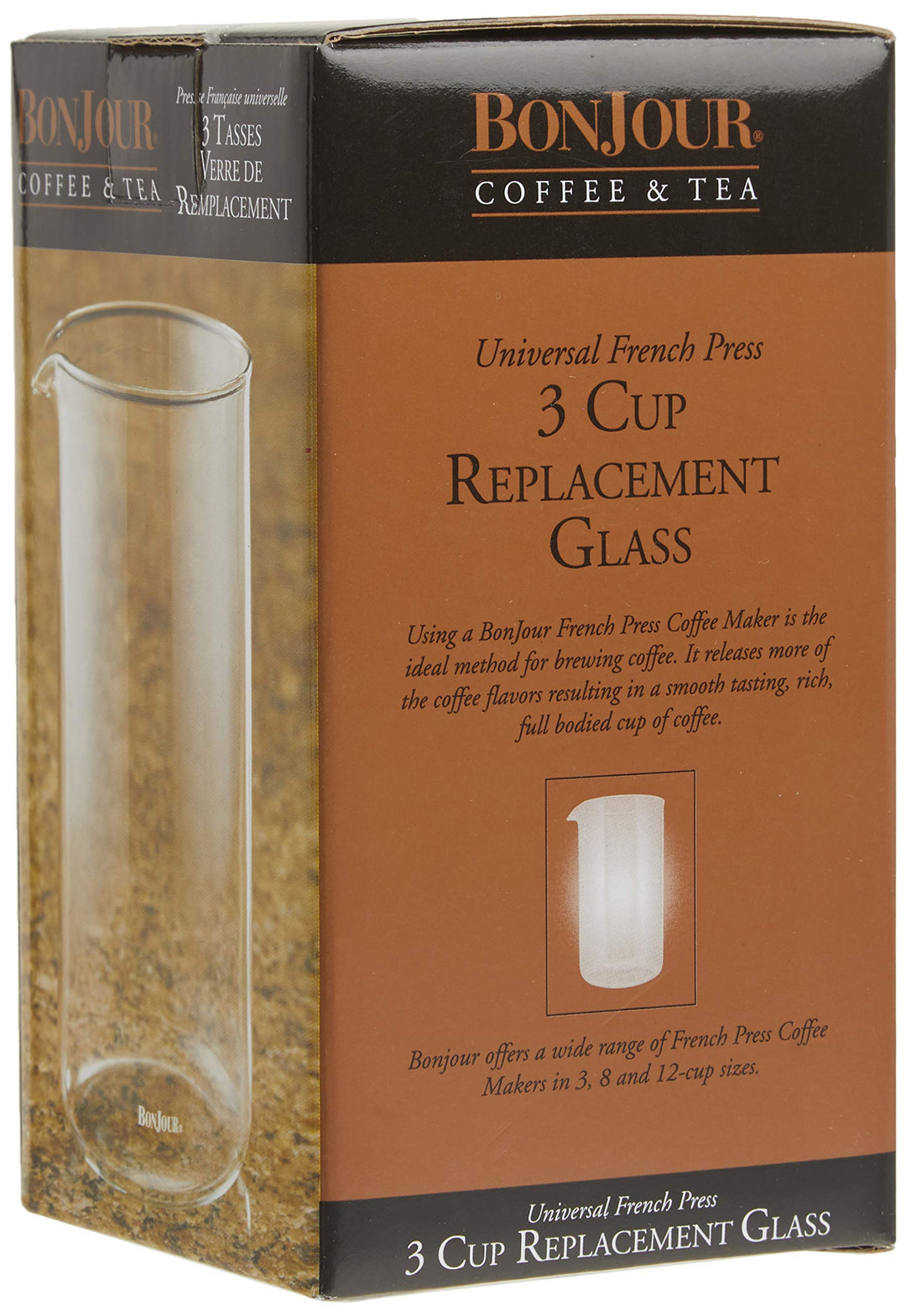 Coffee Glass French Press Universal Carafe Replacement, 12.7 Ounce, Clear