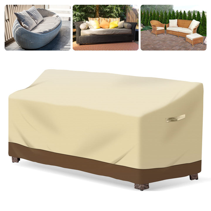 Outdoor Couch Cover Patio Furniture Covers Waterproof 88 Inch Patio Sofa/Loveseat Cover, Patio Furniture Covers, Beige(Large -88W x 32.5D x 33H)