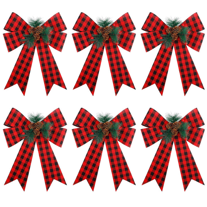 FUNARTY Christmas Red Buffalo Plaid Bows 9 x 12 Inch La