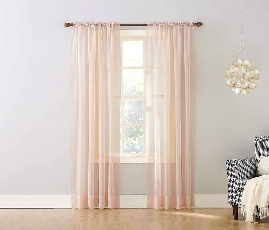 Emily Sheer Voile Rod Pocket Curtain Panel, 59 x 95, Whisper Pink