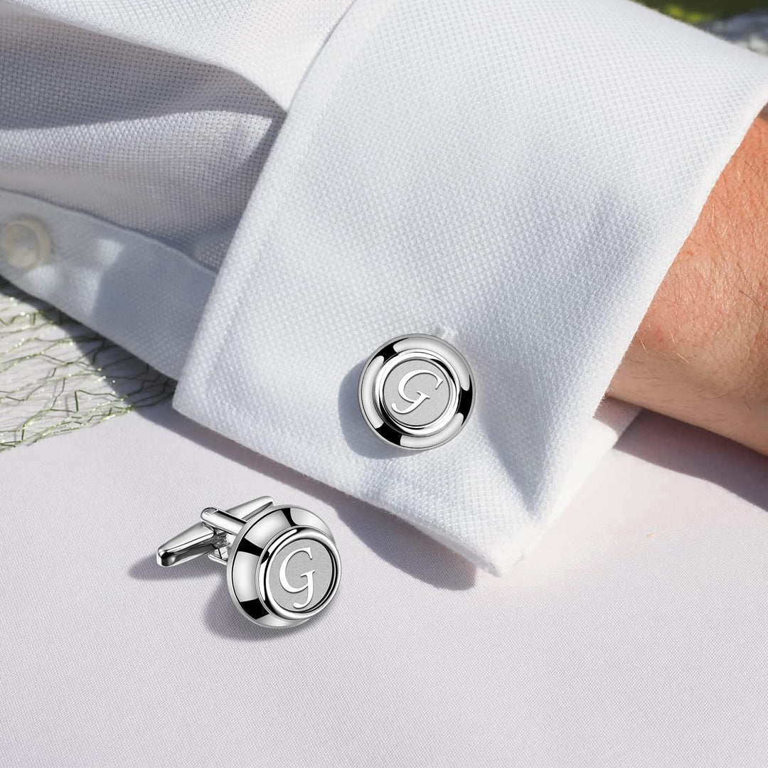 AMITER 26 Letters Cufflinks for Men, Initial Cuff Links