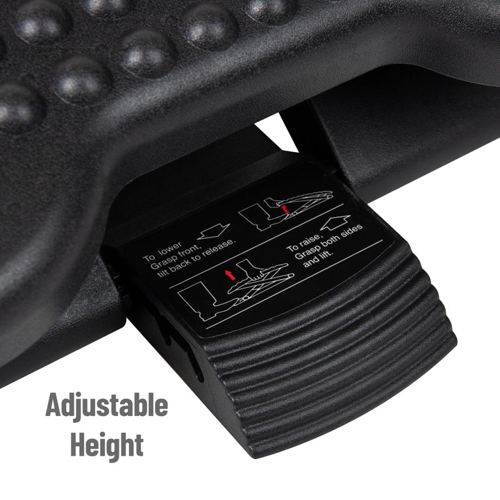 Mind Reader Foot Rest, Under Desk at Work, Ergonomic, Height Adjustable, Office, Plastic, 17L x 13W x 6.25H, Black