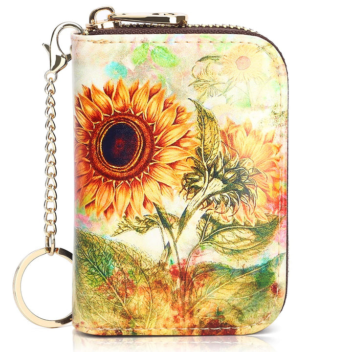 RFID Credit Card Holder Wallets for Women Leather Cartoon Patterns Zipper Card Case for Ladies Girls/Gift Box 018