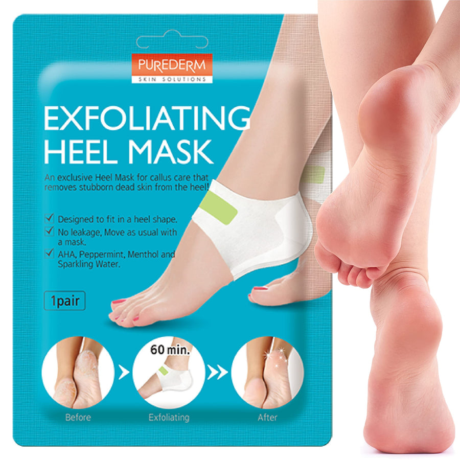 PUREDERM heel mask 0.63oz/ Korean beauty/Exfoliating foot peeling mask, Foot mask, Foot peeling, Removes Dead skin, Foot spa, Self foot care/Heel patch/Moisture foot mask (Exfoliating Heel Mask)