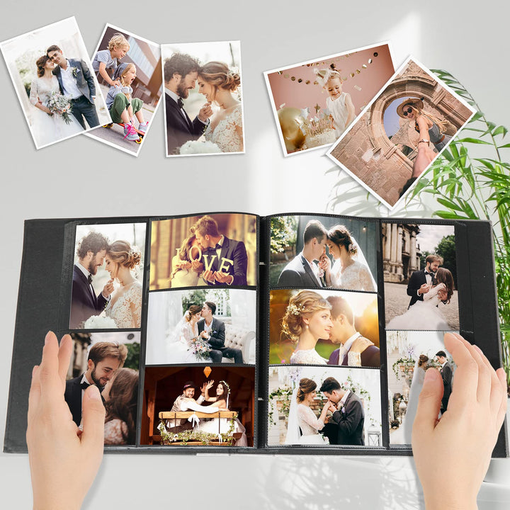Photo Album 4x6 1000 Photos, Large Capacity Wedding Family Leather Cover Picture Albums Holds Horizontal and Vertical 4x6 Photos with Black Pages(Dark Green)