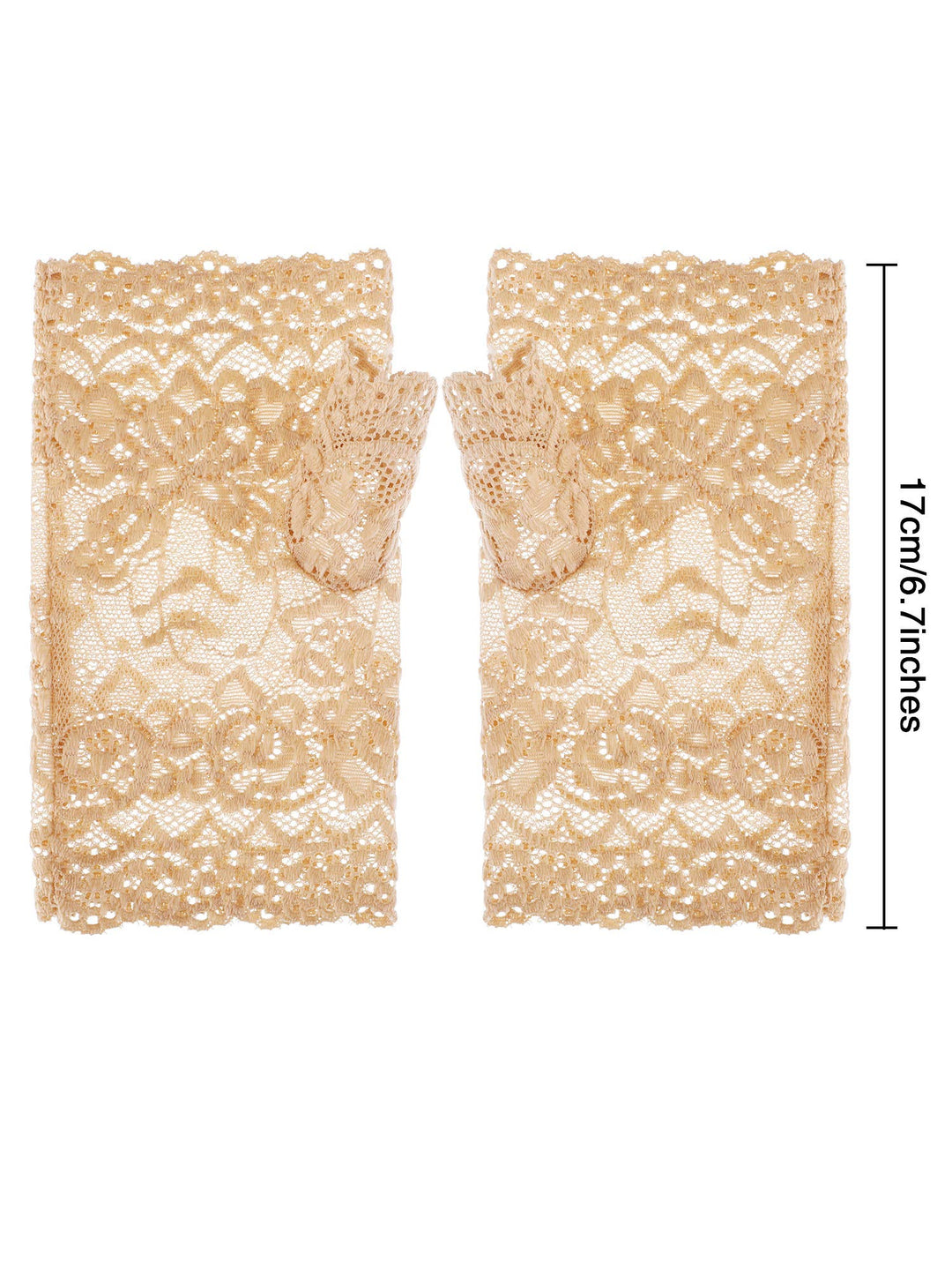 3 Pairs Halloween Lace Gloves Women Short Lace Gloves Fingerless Floral Gloves Flower Bridal Wedding Gloves(Black, White, Skin Color)