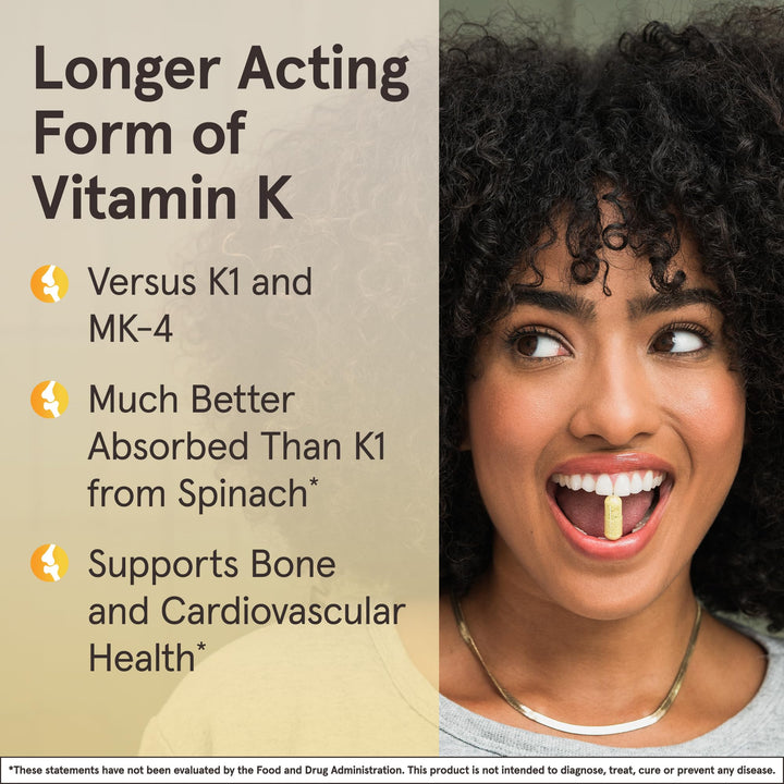 MK-7 90 mcg - Bioactive Form of Vitamin K2 - 60 Servings (Softgels) - For Bone &amp; Cardiovascular Health - Vitamin K2 MK-7 Dietary Supplement - K2 Vitamin Supplement MK-7 - Gluten Free