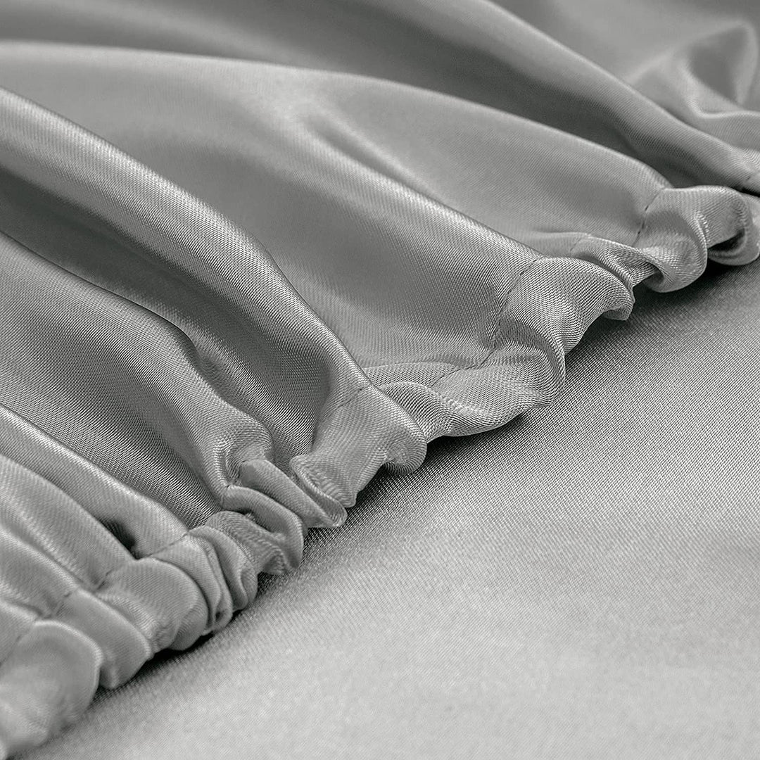 Homiest Light Grey Satin Fitted Sheet King Size Fitted 