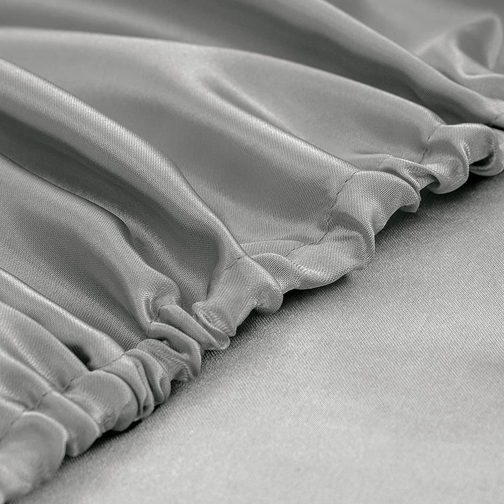 Homiest Light Grey Satin Fitted Sheet King Size Fitted 