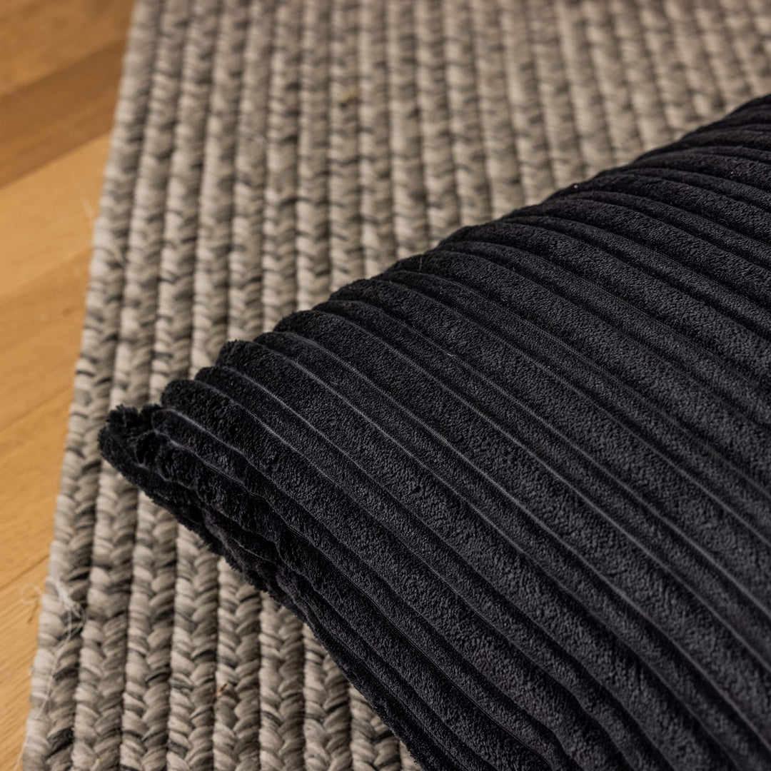 Kevin Textile Decorative Throw Pillow Covers Pack of 2 Corduroy Soft Soild Pillow Cases Square Outdoor Pillowcases for Cushion Couch Sofa Bedroom Living Room 16 x 16 Inch, Black