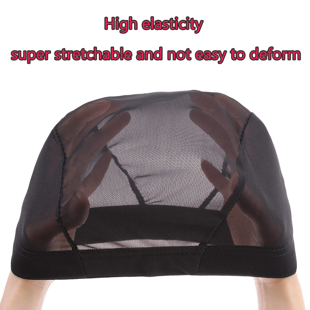 5 Pack Black Dome Cornrow Wig Caps Elastic Nylon Breathable Black Mesh net for Black women and Men