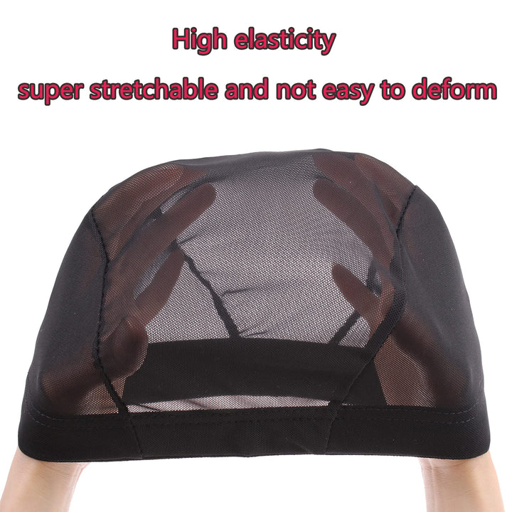 5 Pack Black Dome Cornrow Wig Caps Elastic Nylon Breathable Black Mesh net for Black women and Men