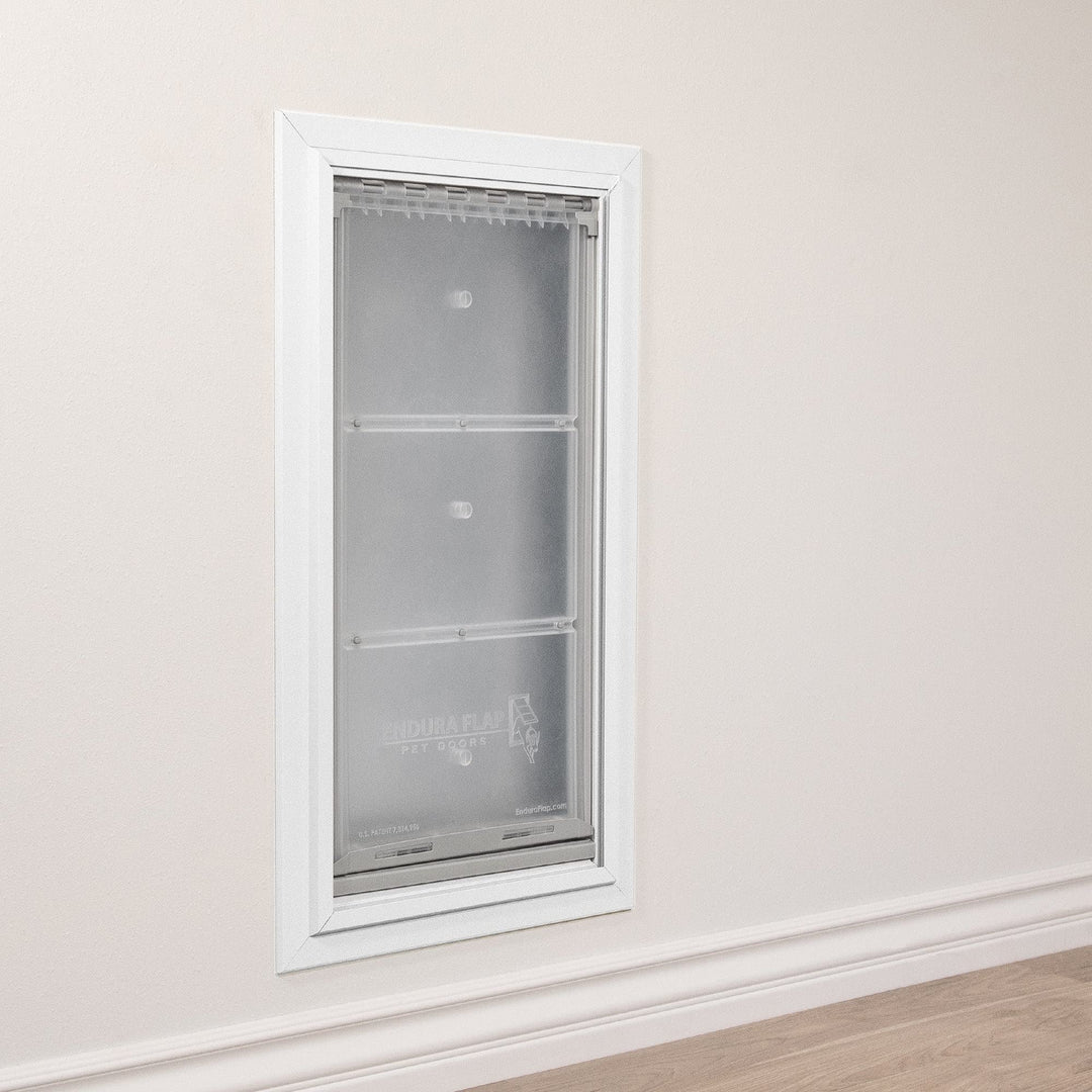 Large Wall Mount - White Double Flap 10 x 18 pet door