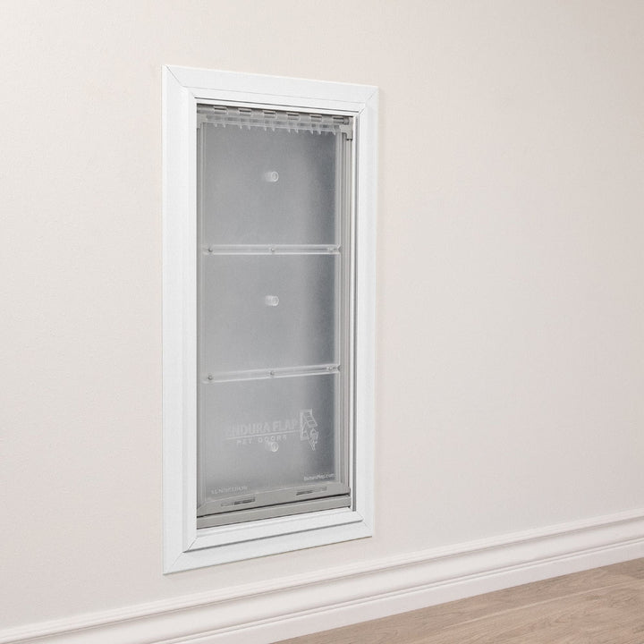 Large Wall Mount - White Double Flap 10 x 18 pet door