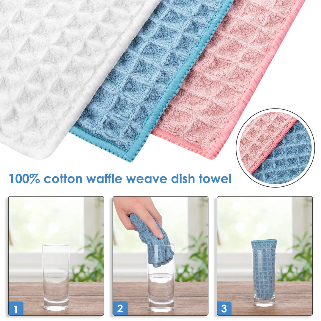 Cslehel Cotton Kitchen Towels, 6PCs Waffle Weave Dish T