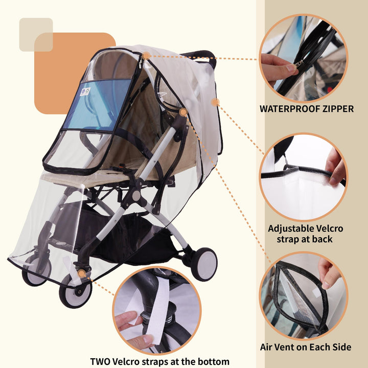 Bemece Stroller Rain Cover, Universal Stroller Accessory, Baby Travel Weather Shield, Windproof and Waterproof, Protect from Dust and Snow