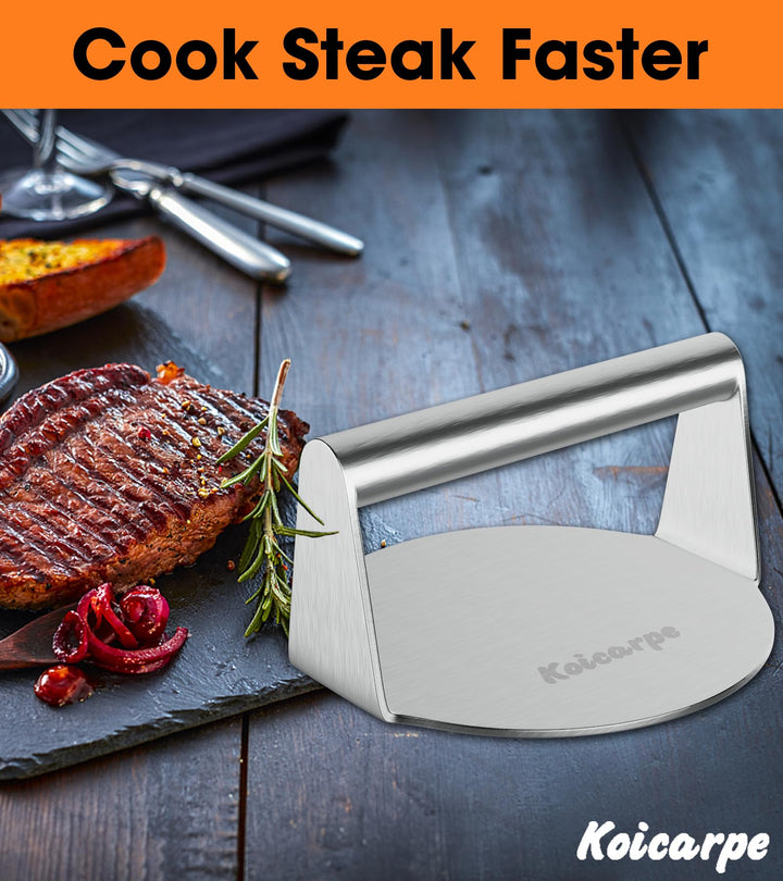 Burger Press- 5.5-Inch Grill Burger Smasher Hamburger Patty Maker Stainless Steel Meat Grinder for Perfect Homemade Hamburgers - Ideal for Beef and BBQ Barbecue