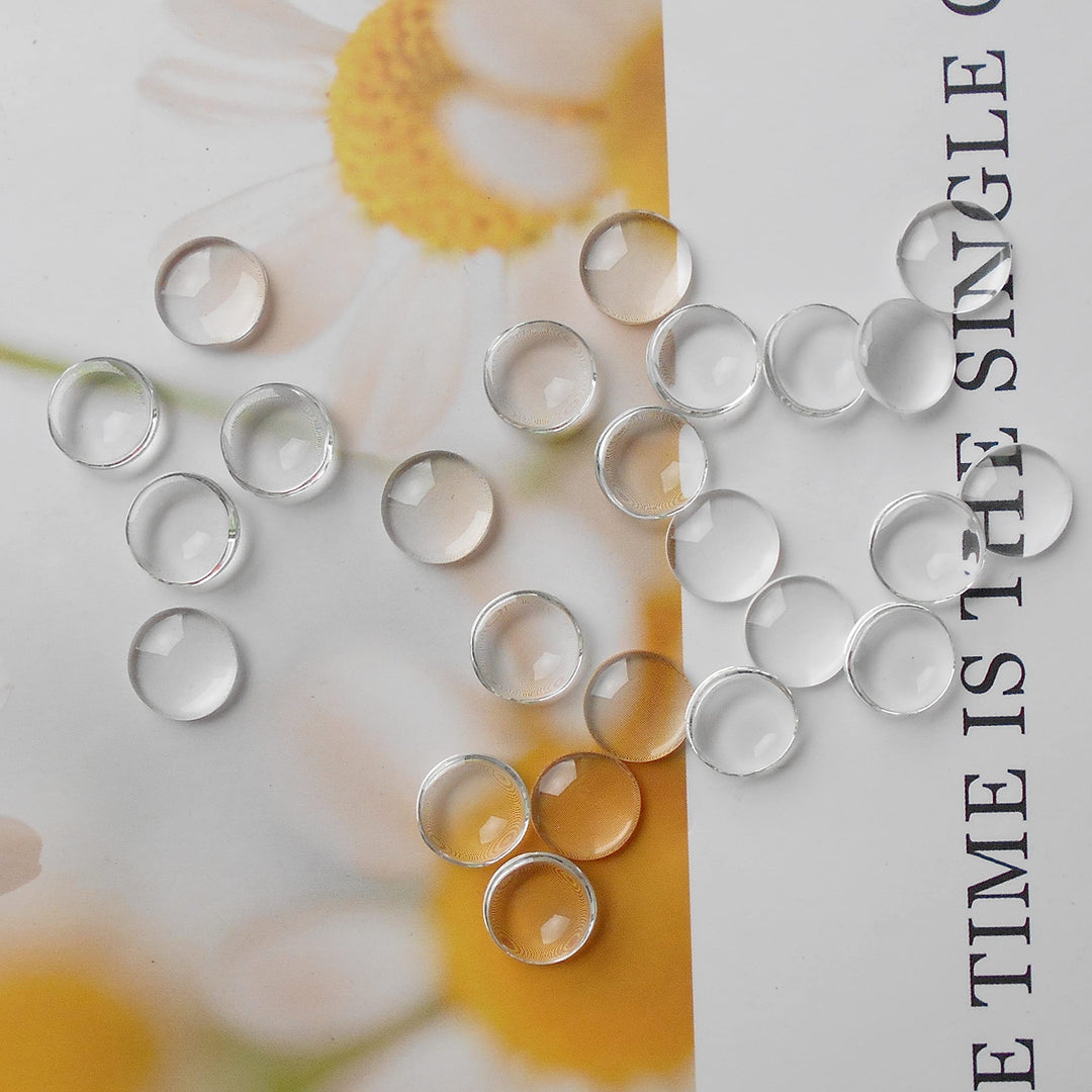 Julie Wang Transparent Glass Cabochons Clear Round Flat