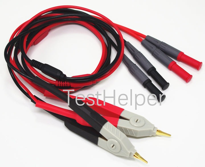 LCR Meter Test Leads Lead Terminal Kelvin Clip Wires Leads Probes,2 Test Clips (for 2X 2 Wire or 4 Four Wire) with 4mm connectors for DMM