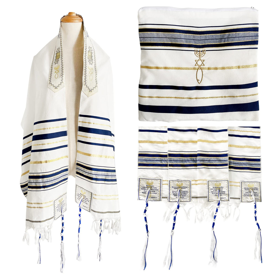 New Covenant Prayer Shawl, English/Hebrew &amp; Bag 72 X 22 (Israel) Holy Land