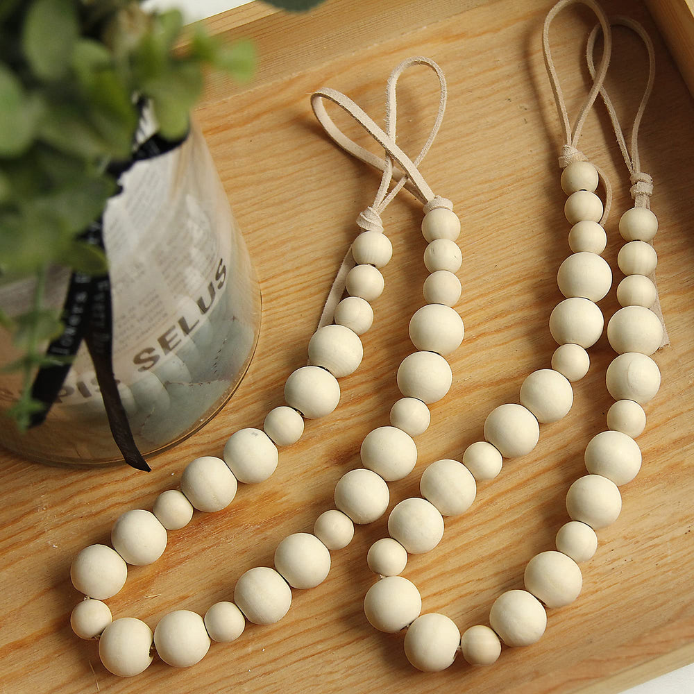 OCIOLI 2 Pieces of Wood Bead Curtain Tieback Boho Curta