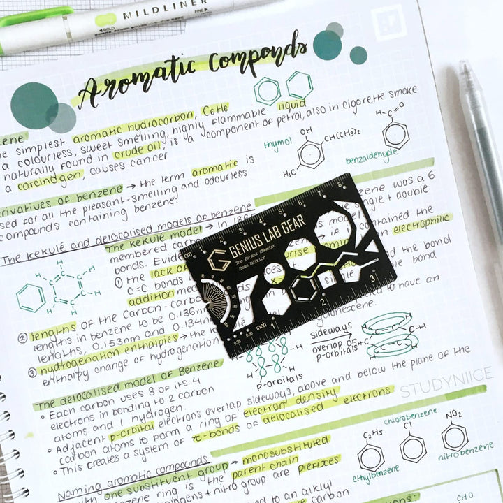 Pocket Chemist Exam Edition: Organic Chemistry Stencil Drawing Template - Chemists, Chemical Engineers, Biochemist Small Metal Ruler - Draw Molecule Shapes - Orgo Tests, Cool Multitool