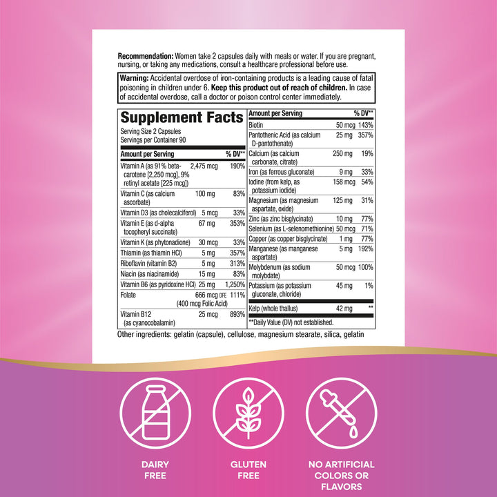 Nature&#39;s Way Prenatal Multivitamin, with folate for Healthy Brain and Spinal Development*, 180 Capsules