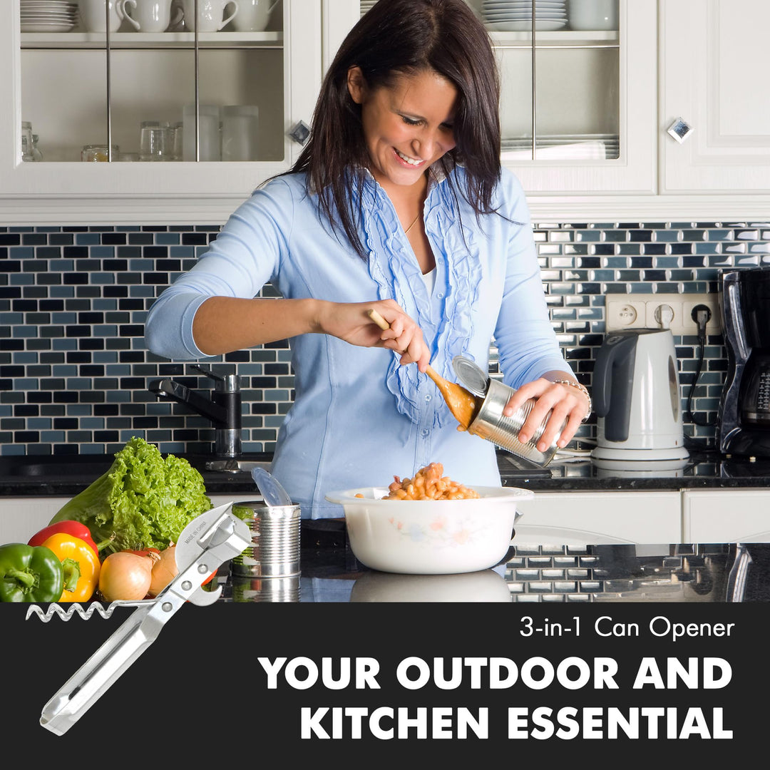 Select 3-in-1 Can Opener, 6 inches in length, Stainless Steel