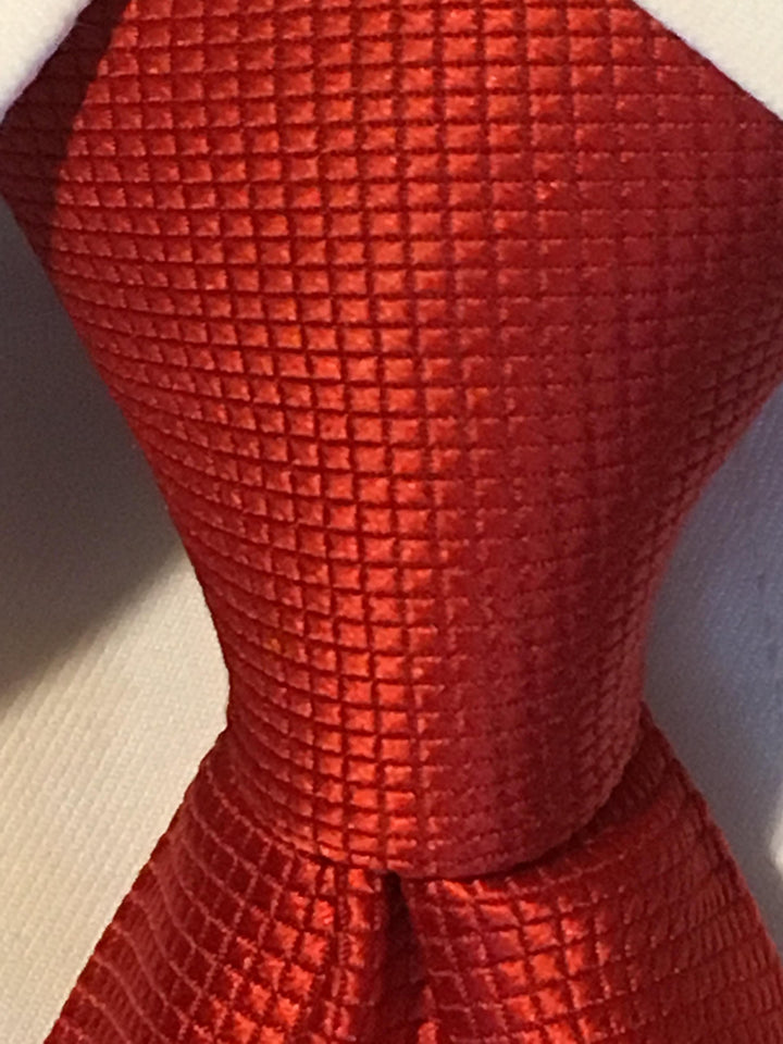 Executive Wardrobe Accessory , 100% Solid Crimson Red Silk Jacquard Woven 3.4 Classic Handmade Men&#39;s Necktie Tie