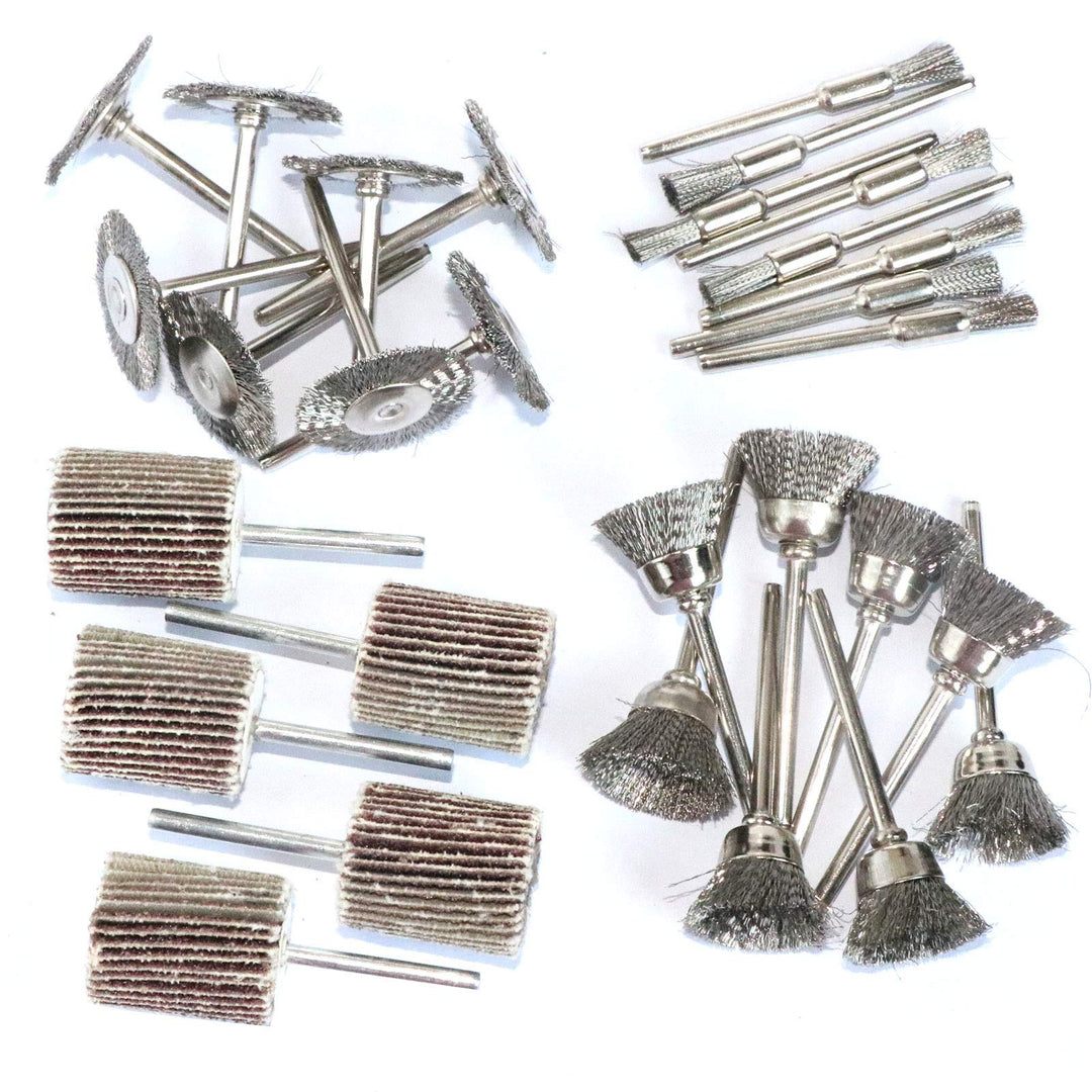 69Pcs Abrasive Wheel Buffing Polishing Wheel Wire Brushes Set for Rotary Tool Accessories,Shank 3mm Mini Brush Polishing Kit,for Power-Operated Grinders