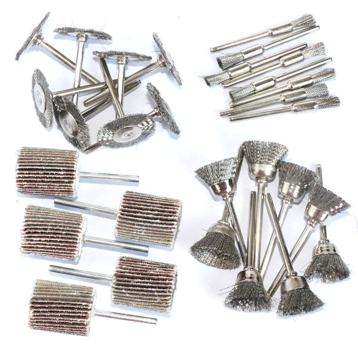 69Pcs Abrasive Wheel Buffing Polishing Wheel Wire Brushes Set for Rotary Tool Accessories,Shank 3mm Mini Brush Polishing Kit,for Power-Operated Grinders