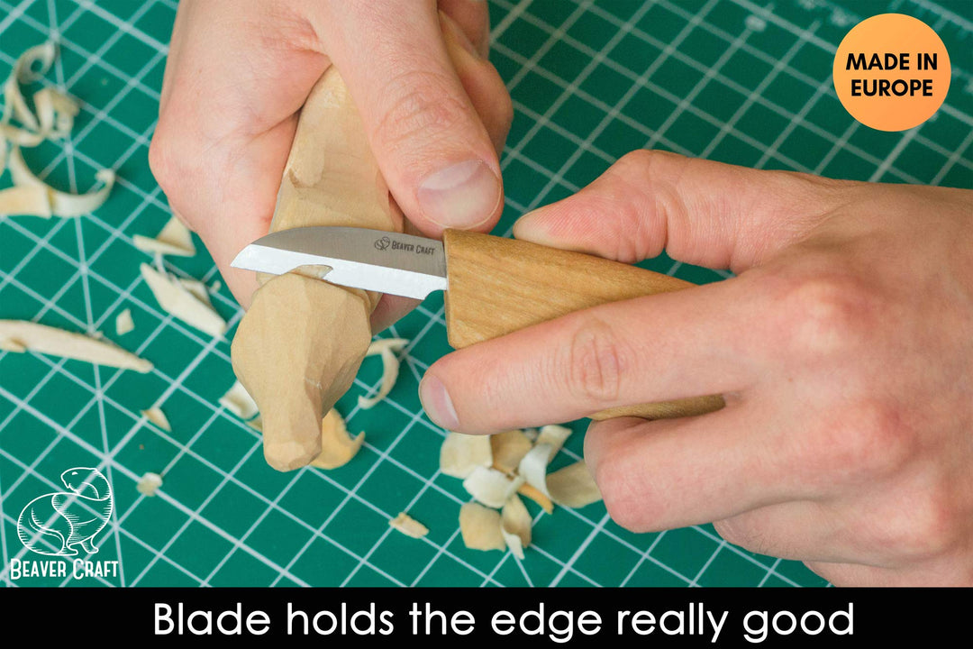 Whittling Knife C2 6.5 Whittling Knife for Fine Chip Carving Wood and General Purpose Wood Carving Knife Bench Detail Carving Knife Carbon Steel and Whittling for Beginners