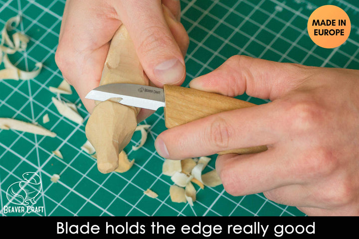 Whittling Knife C2 6.5 Whittling Knife for Fine Chip Carving Wood and General Purpose Wood Carving Knife Bench Detail Carving Knife Carbon Steel and Whittling for Beginners