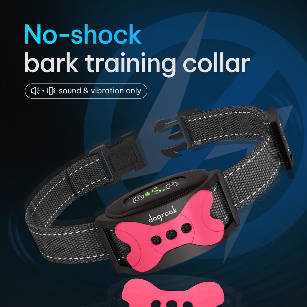 Rechargeable Dog Bark Collar - No Shock Dog Training Smart Collar - Beep & Vibration Stop Barking Dog Devices - No Bark Collar - Anti Bark Collar for Large Dog, Medium & Small - 12-110 lbs