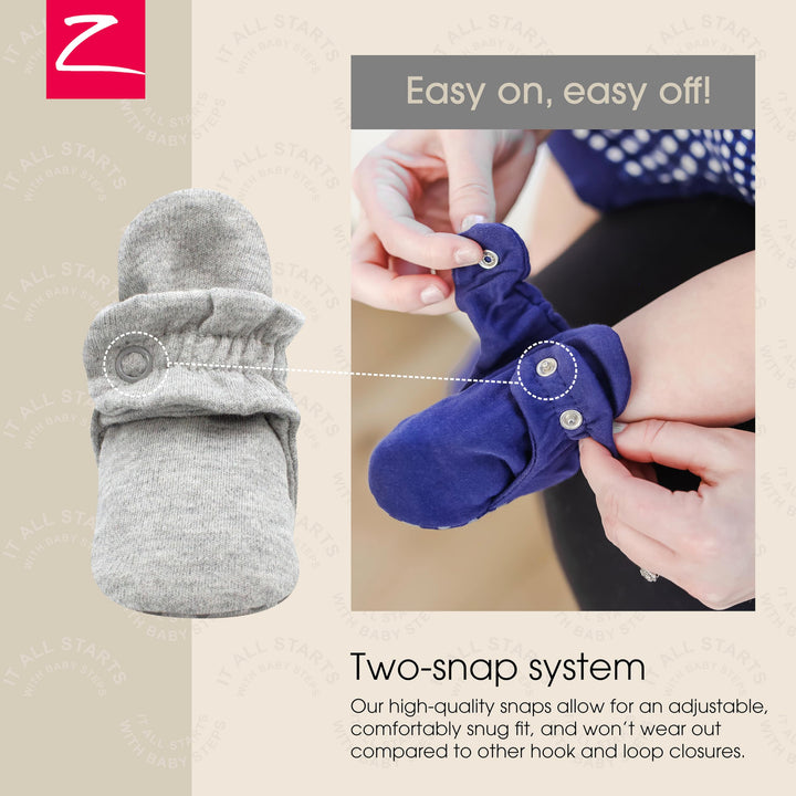 Unisex Organic Cotton Baby Booties With Gripper Soles, Gray Heather, 18M
