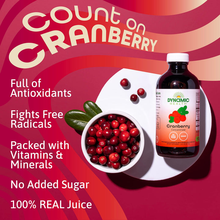 Pure Cranberry Juice Concentrate, Unsweetened, Natural Antioxidant Support, No Added Sugar, 8 Fl oz