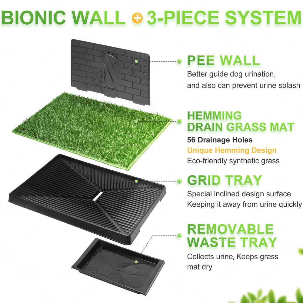 Dog Grass Pad with Tray Large, Puppy Turf Potty Reusable Training Pads with Pee Baffle, Artificial Grass Patch for Indoor and Outdoor Use, Ideal for Small and Medium Dogs (30×20)