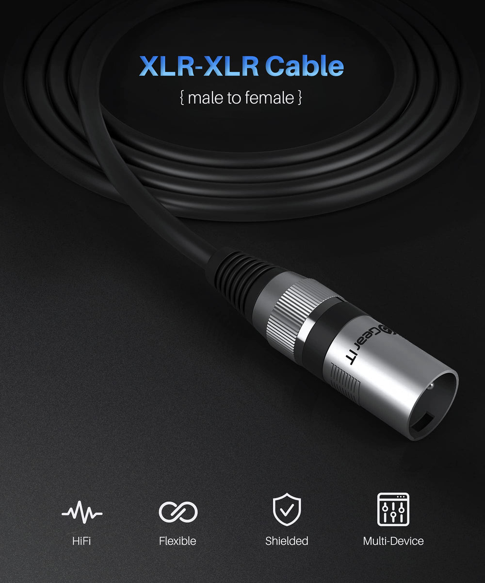 GearIT XLR to XLR Microphone Cable (10 Feet, 6-Pack) XL