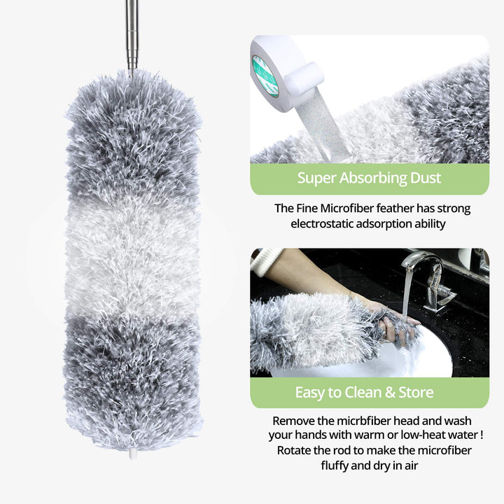DELUX Microfiber Feather Duster Extendable Cobweb Duste