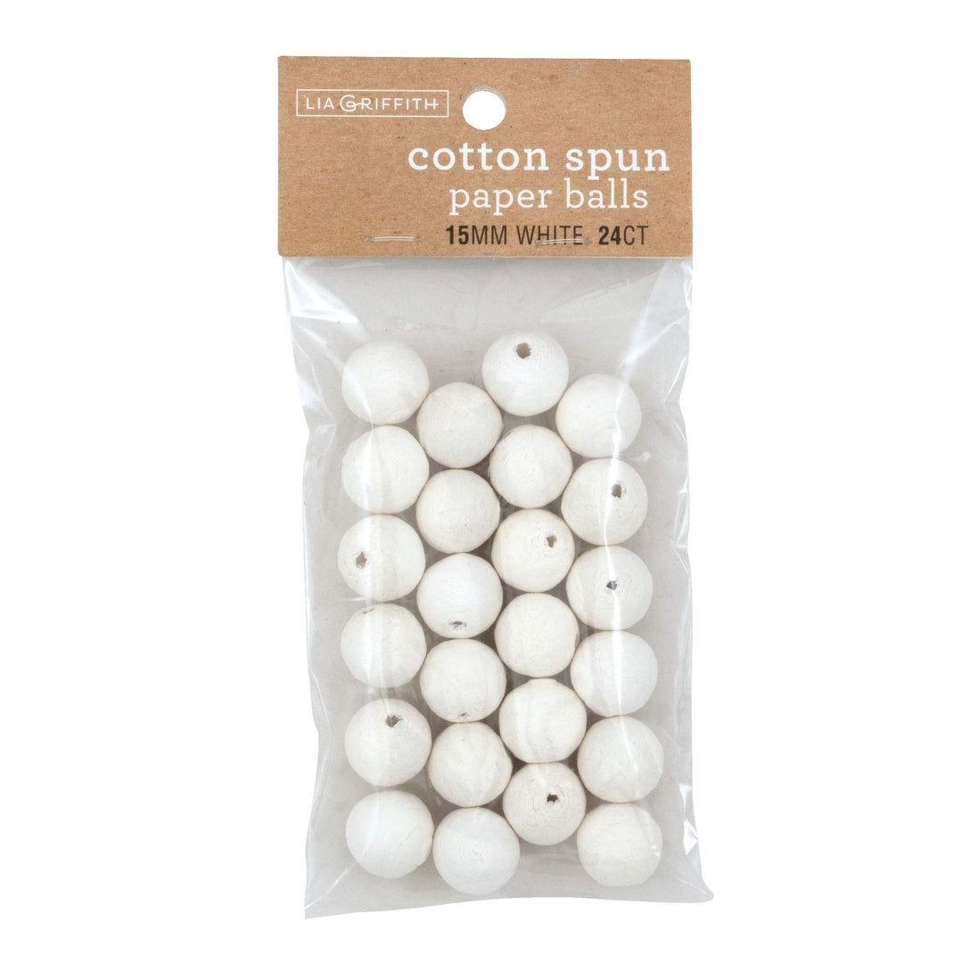 PLG42001 Cotton Spun Paper Balls, 15 mm, White 24 Count