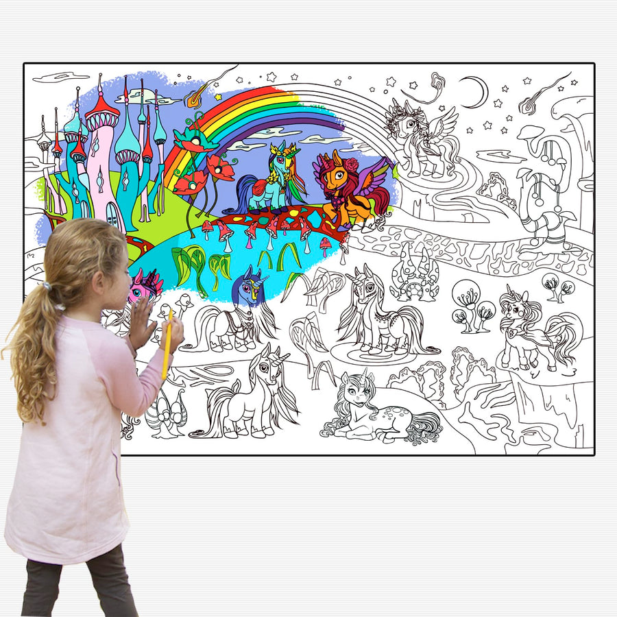 , Large Coloring Poster - Arts and Crafts Unicorn - Jumbo Table Coloring Sheet - Giant Coloring Posters for Kids - Creative Fun Birthday Gifts for Girls - Extra Huge Big Page Wall Size