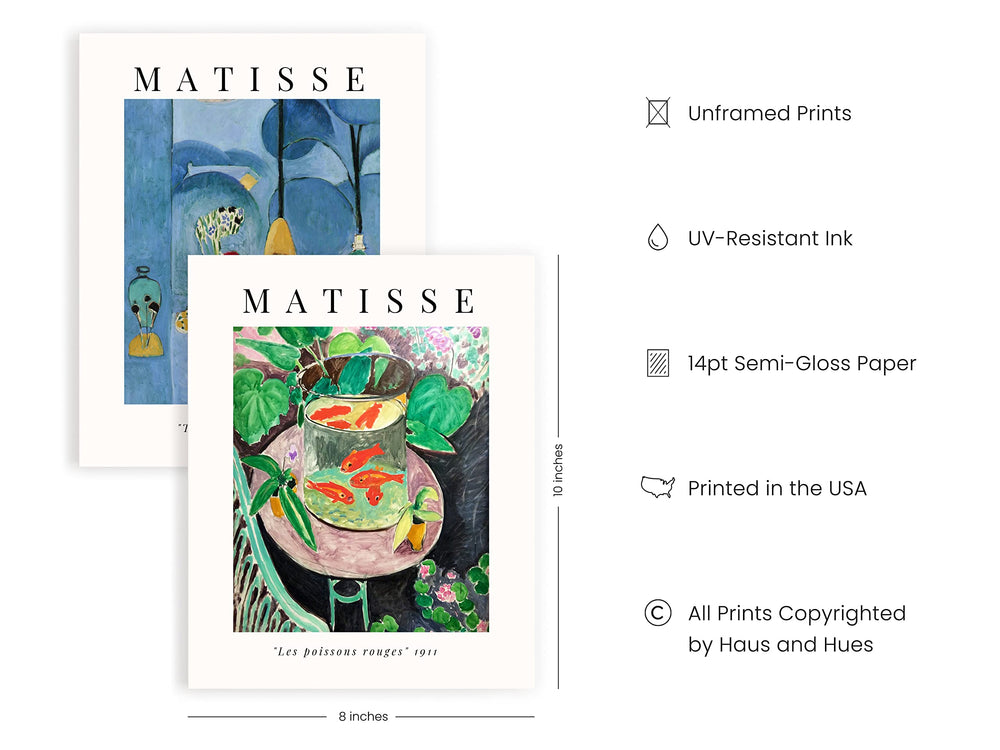 Aesthetic Posters, Matisse Poster - Set of 6 Matisse Wall Art, Wall Posters Aesthetic, Matisse Prints, Art Exhibition Poster, Mattise Art, Summer Matisse Art Print (8 x 10, UNFRAMED)