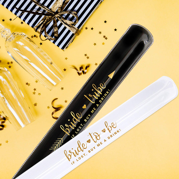 Bachelorette Slap Bracelets | Bachelorette Party Favors | Bride Tribe Gifts (Black)