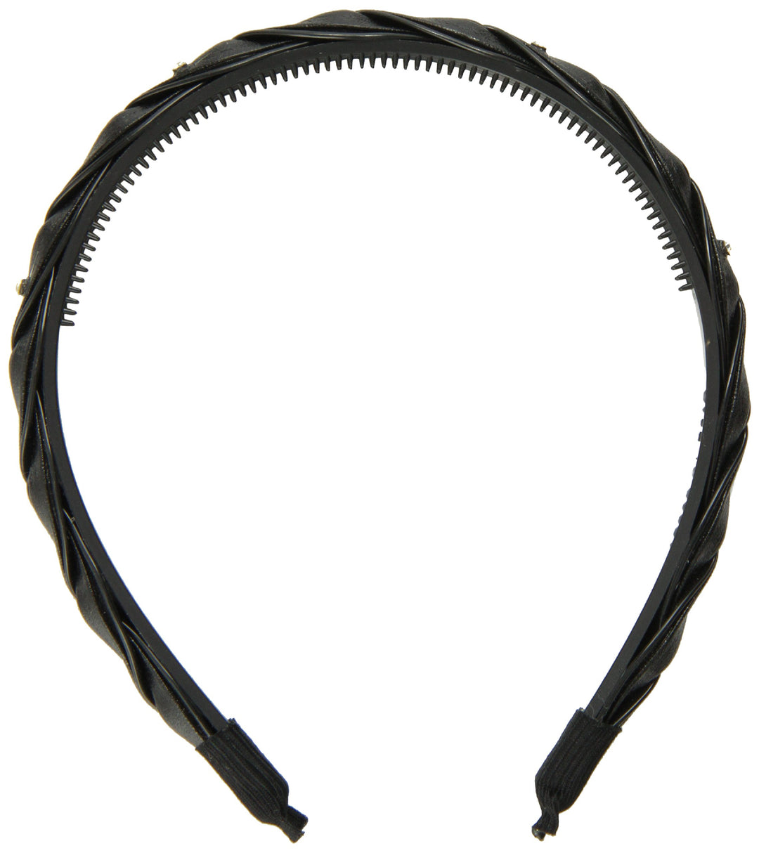 Two (2) Tone Braided Leatherette Head Band Sprinkled With Crystal Rhinestones
