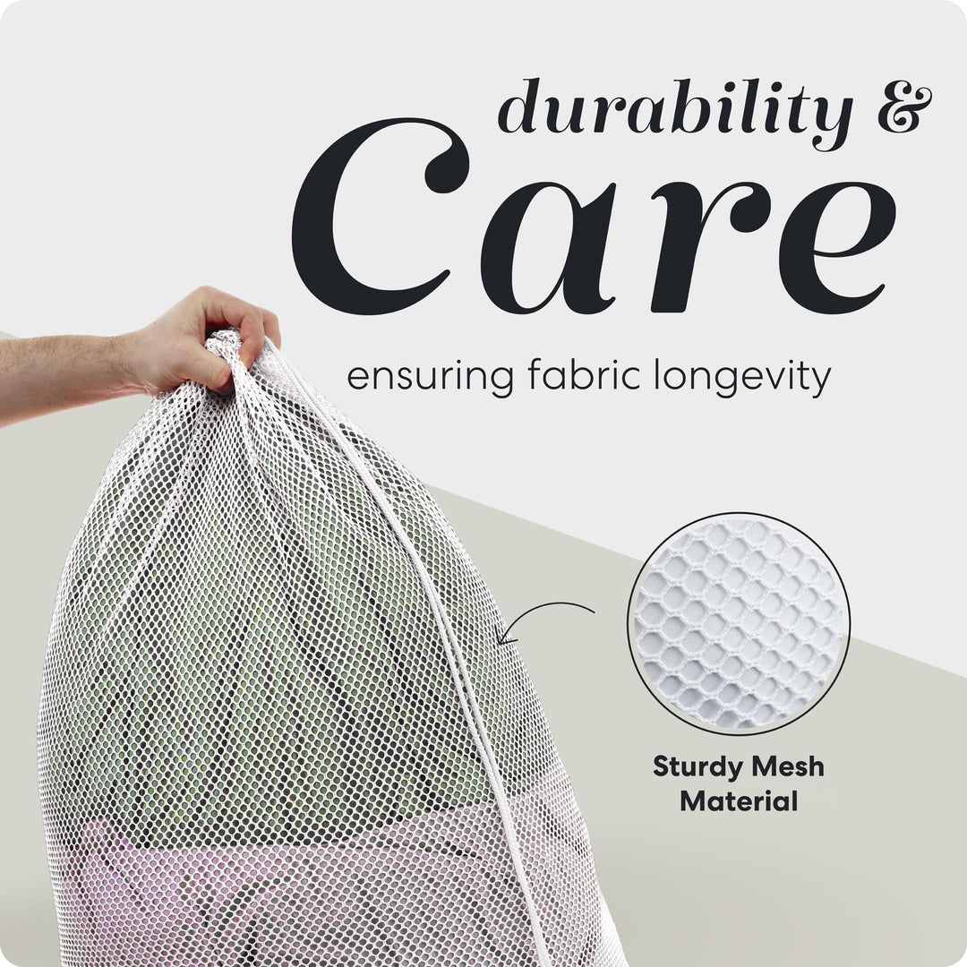 Mesh Laundry Bag - Secure Drawstring Closure, Machine Washable, Spacious Storage, Durable Material, Commercial Factories, College Dorm, Laundromat, Apartments. (24 x 36 | White)