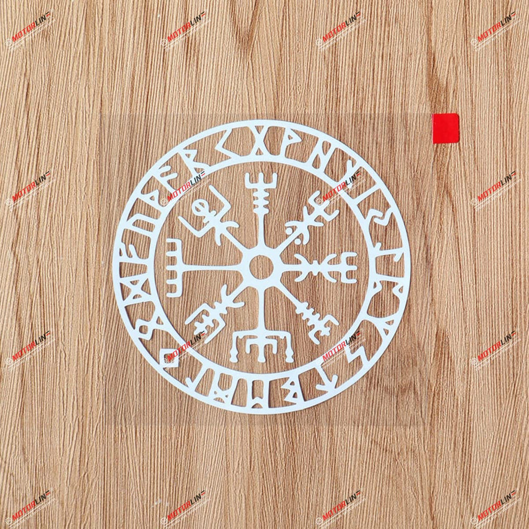 6&#39;&#39; White Vegvisir Viking Runic Compass Decal Sticker Viking Odin Norse Vinyl
