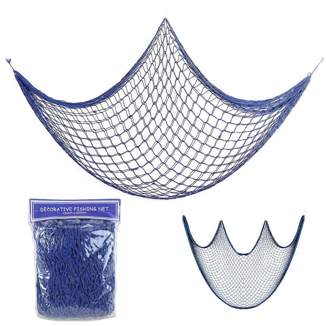 Decorative Fish Net, Nautical Fishing Net Decor for Party, Mediterranean Style Photographing Accessory, Natural Fishnet Decor for Wall/Table/Home, 200x100cm